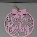 Pink Bow Baby Shower Decorations for Girl Welcome Baby Wooden Sign Coquette Baby Shower Party Decorations Pink Bow Wooden Sign Photobooth Props for Gender Reveal Party Supplies