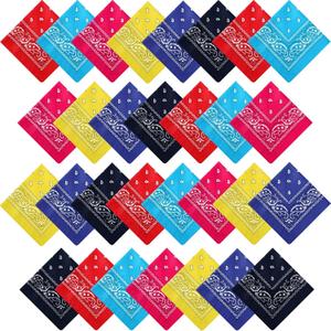 30 Pcs Bandanas Bulk Paisley Bandanas Unisex Cowboy Head Wrap Scarf Headband Handkerchief for Women Men