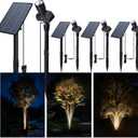 Outdoor Solar Spotlight, Adjustable Angle Landscape Spotlight Waterproof, 2500mAh All Night Separate Panel LED Uplight Dusk to Dawn, 5 Lighting Modes for Outside Patio Wall Path House 4 Pack