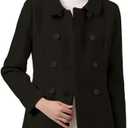 Allegra K Women's Peter Pan Collar Double Breasted Winter Long Trench Pea Coat (Medium)