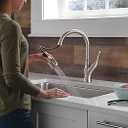 Delta Ophelia Brushed Nickel Kitchen Faucet with Pull Down Sprayer, Modern Single Hole Kitchen Sink Faucet, single Handle, SpotShield Stainless 19888Z-SP-DST