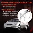 Power Window Regulator with Motor Rear Left Driver Side Compatible with Toyota Camry 1997-2001 Sedan CE LE XLE, 2-Pin Connector, Replaces 741-829, 69804-AA010