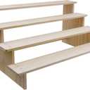 15.75" 4 Tier Wooden Display Rack,Straight Display Shelves 4 Tier All Wooden Vintage Ladder Shelf,Wood Color