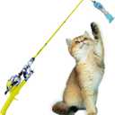Cat Caster Fishing Pole Toy | Tangle Free & Easy to Store. Includes One Soft Toy and 2 Plastic Fish | The Ultimate Gift for Kitty Lovers, Cat Camo