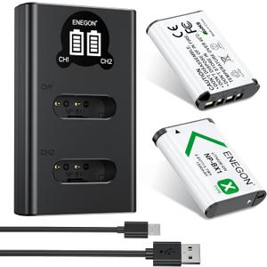 ENEGON NP-BX1 2-Pack Battery with LCD Dual USB Charger - Ideal for Sony NP-BX1 and Sony ZV-1, Cyber-Shot DSC-RX100, DSC-RX100 II/III/M4/M5/M6/M7/////VA, DSC-RX100M II