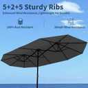 15FT Double Sided Patio Umbrella with Base Included Large Outdoor Market Umbrella with Crank Handle, UV Resistant Canopy, Sturdy Frame for Garden, Poolside, Deck, Gray