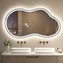 SMIROR Irregular Led Backlit Bathroom Mirror 48 x 26 inch, Asymmetrical Cloud Lighted Vanity Mirror with Lights for Wall, Anit-Fog, Dimmable, Memory (Vertical/Horizontal)