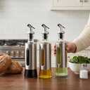 Olive Oil Dispenser for Kitchen, 2 Pack 10oz/300 ML Cooking Oil and Vinegar Dispenser Set with 20 Labels Stainless Steel Funnel, Olive Oil Bottle, Soy Sauce Dispenser, Coffee Syrup Bottles