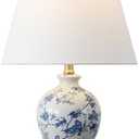 JONATHAN Y JYL3009B Grace 24" Floral Classic LED Table Lamp Cottage Traditional Bedside Desk Nightstand Lamp for Bedroom Living Room Office College Bookcase LED Bulb Included, Blue/White
