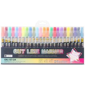 zengxiaoyun 24PCS Doodle dazzlingly Markers,Super Squiggles Outline Markers, Outline Metallic Markers Double Line Pens Permanent Markers Pens for Art, Drawing, Greeting