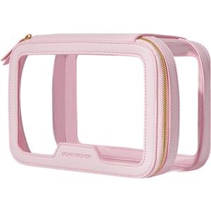 Camdeez ROWNYEON Clear Makeup Case Toiletry Bag Multipurpose Travel Makeup Train Case Portable Cosmetic Organizer Transparent Storage Bag (Pink)