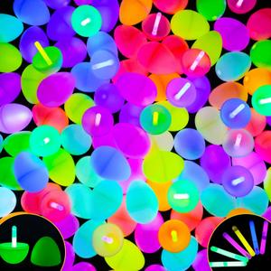 Glow in The Dark Easter Eggs, 48 Plastic Eggs with 96 Mini Glow Sticks for Kids Easter Basket Stuffers Party Favors Egg Hunt Supplies and Easter Decorations