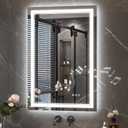 Keonjinn 24"x36" Lighted Mirrors for Bathroom Wall with Bluetooth Speaker, LED Mirror for Bathroom with Frontlit & Backlit, Bluetooth Mirror Bathrooms, Tempered Glass, Dimmable 3-Color Lights, CRI90+