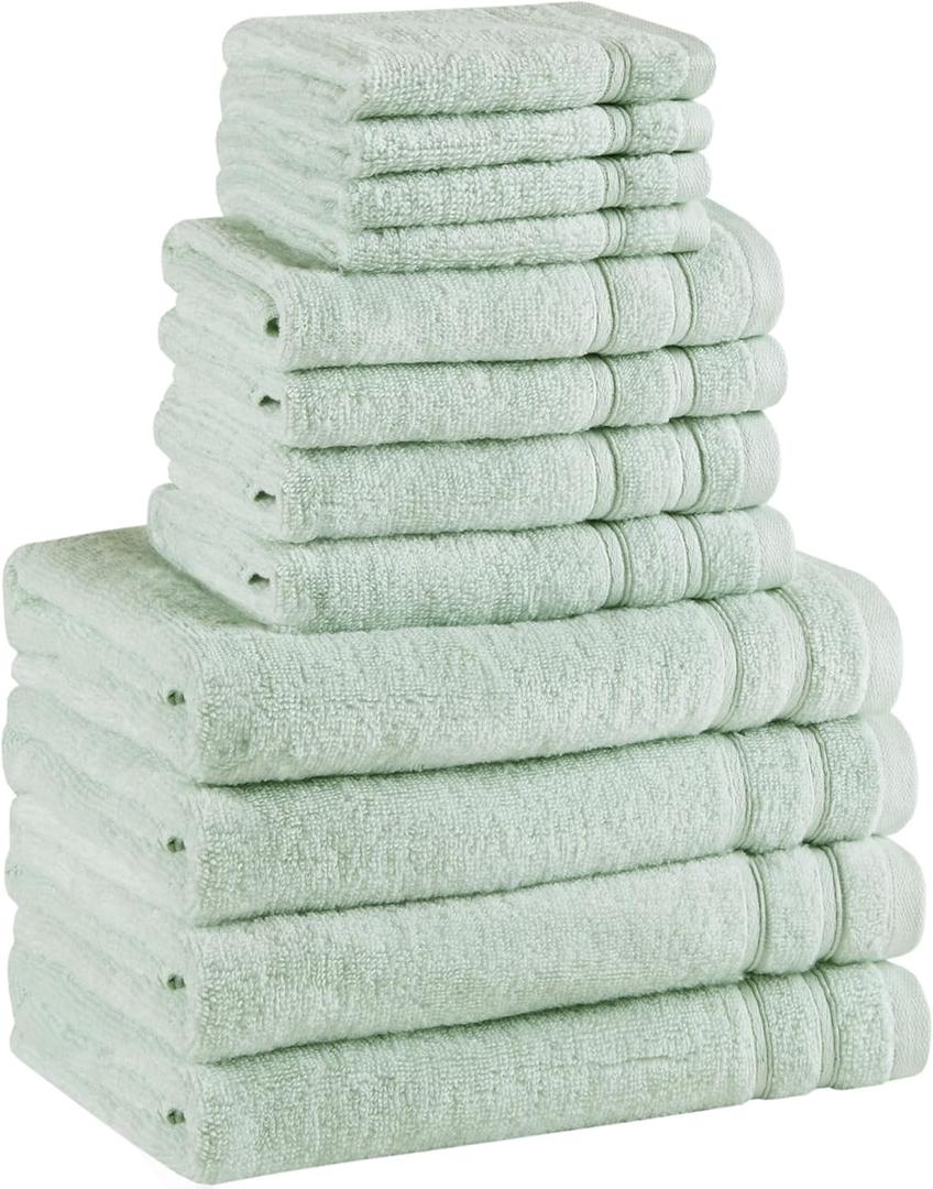 Comfort Spaces Luxury Bath Towel Set of 12 - 4 Large, 4 Hand, 4 Washcloths, 100% Cotton Quick Dry, Zero Twist, Soft Lightweight, Seafoam Green