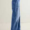 Women's Wide Leg Jeans Soft Baggy Low Mid Rise Elastic Waist Pull On Denim Pants Trendy Y2k (Large, Blue)
