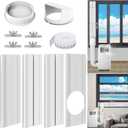 Portable Air Conditioner Window Kit with Universal Coupler Fit for 5.1"/5.9" Exhaust Hose, Mobile A/C Window Vent Seal Kit with 4 Adjustable Seal Plates for Vertical/Horizontal Sliding Window