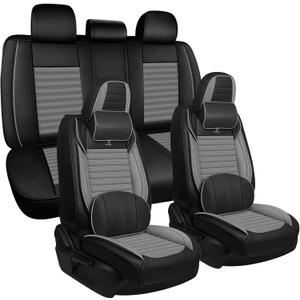 Seat Covers Full Set Fit for Nissan Rogue 2015-2026, Breathable and Comfortable Leather Car Seat Cover, Deluxe Waterproof Cushion Cover Auto Interior Accessories (Black Gray)