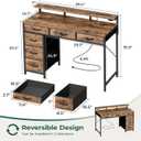 Huuger Gaming Desk with 6 Drawers, Computer Desk with LED Lights Power Outlets and Type-C, 39 Inch Office Desk with Storage, Monitor Stand, Writing Desk Work Desk Home Office, Study, Rustic Brown