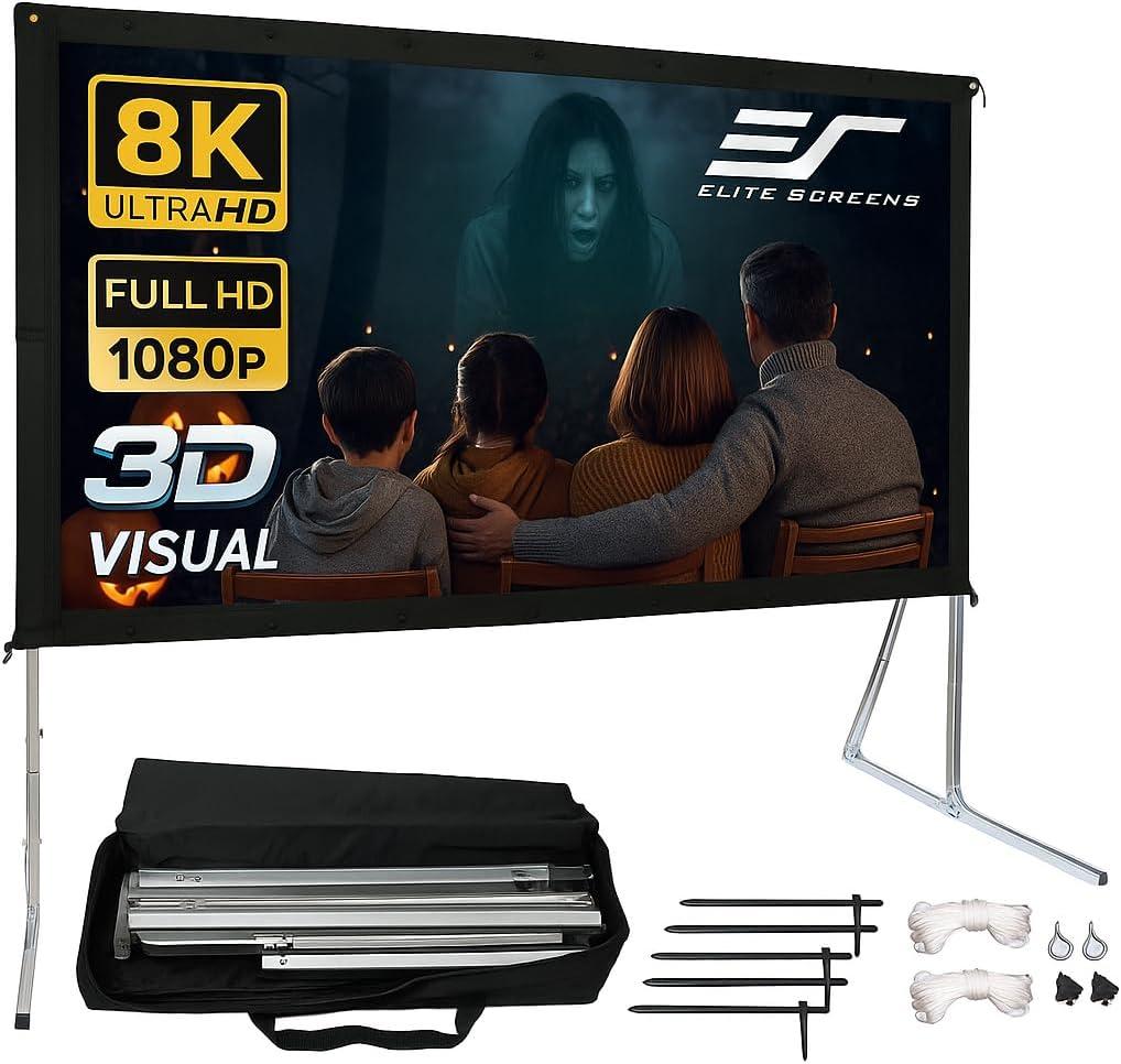 Elite Screens 120-INCH Projector Screen|Outdoor Indoor Movie Screens|16:9 Freestanding Portable Foldable ProjectionStand|Home Theater, OMS120H2