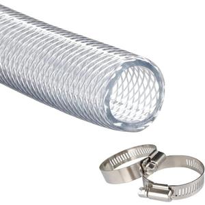 High Pressure Braided Clear Flexible PVC Tubing 3/4" ID, 10ft (3/4" ID - 10 ft)