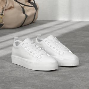 Sernial White Platform Sneakers for Women,PU Leather Platform Shoes,Walking Shoes for Women 8