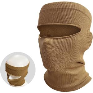 Open-top Balaclava: Ski/Motorcycle Mask, cold weather face cover (Brown)