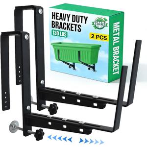 Halatool Window Box Brackets, 2 Pack Adjustable Flower Planter Box Brackets, Heavy Duty No Drill Window Box Brackets with 75 lb Capacity for Outdoor Railings, Balcony, Porch, Fence, and Garden