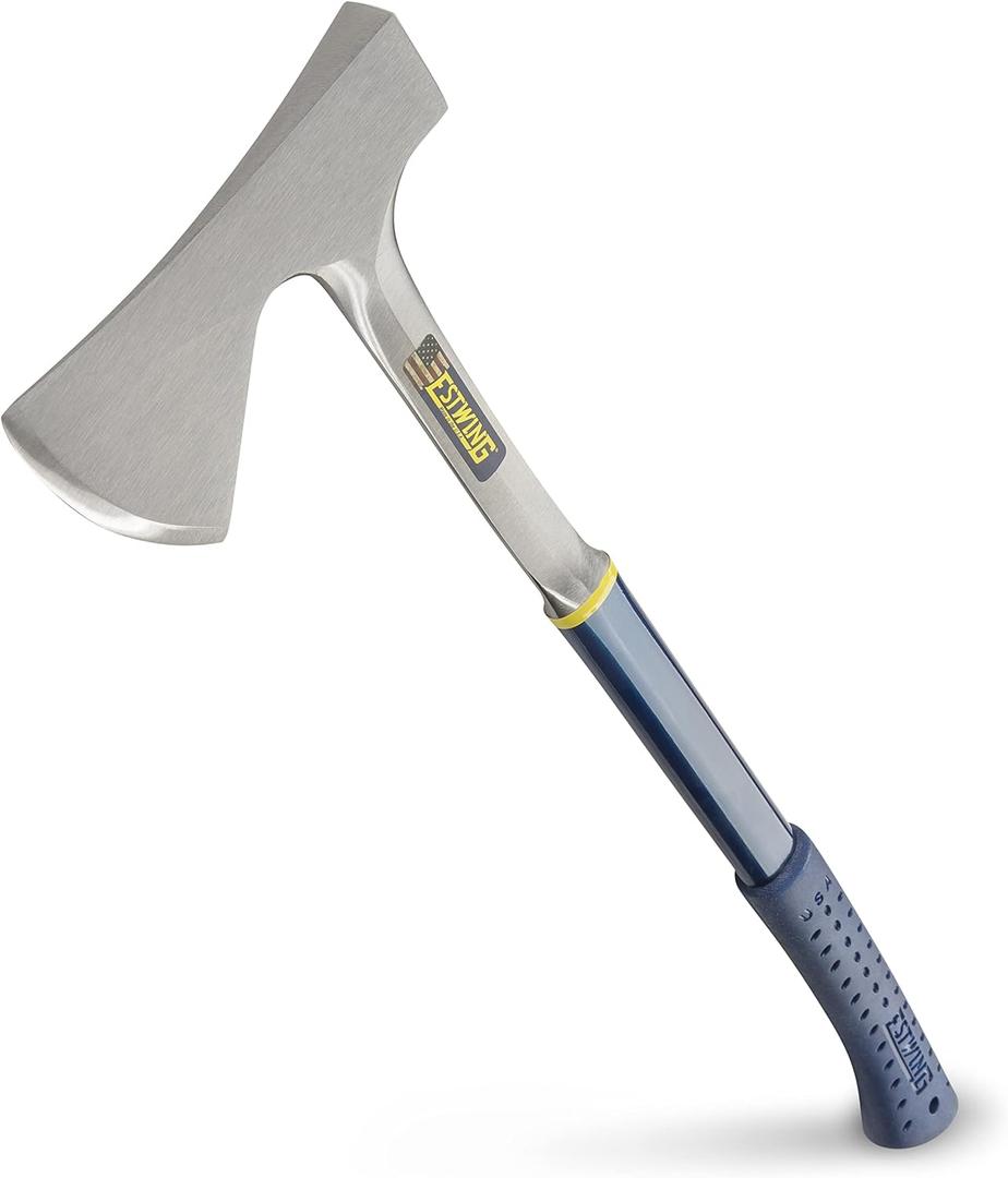 ESTWING Camper's Axe - 26" Wood Splitting Tool with All Steel Construction & Shock Reduction Grip - E45A (Blue)