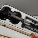 3/4 Acoustic Violin Fiddle, Black Violin for Beginners for Beginners Violin Starter Kit w/Case, Two Bows, Two Bridges, Two Rosins, Two 3/4 Strings Full Size Set, Shoulder Rest, Clip-on Tuner, Manual