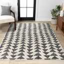 JONATHAN Y Aisha Moroccan Triangle Geometric Cream/Black Indoor Area Rug, 8x10, Contemporary, Modern, Easy-Cleaning for Living Room, Bedroom, Kitchen, Pet Friendly, Non-Shedding (MOH206A-8)