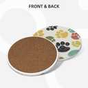 Funny Dog Paw Print 6 Pcs Coaster Set with Holder Round Ceramic Coasters Colorful Cute Beige Kids Cat Pawprint Claw Absorbent Cup Drink Coasters Set for Modern Coffee Table Bar Wine Beer Protect