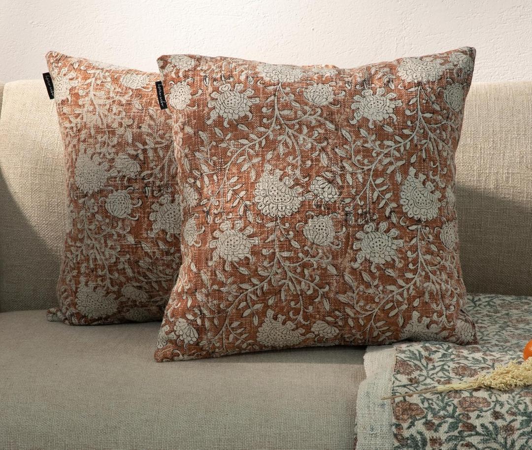 Decorative Throw Pillow Covers, Set of 2 (Brick Brown, 18" x 18" (Pack of 2))