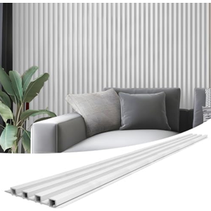 Art3d 8-Pack 96 x 6in. WPC Acoustic Slat Wall Panel for Modern Interior Decor, TV Background, Living Room, Matte White
