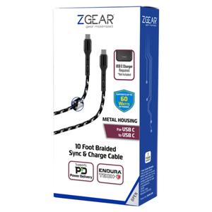 Zgear USB-C/C Fast Charge Braided Cable with EnduraTech