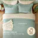 Bedsure King Size Comforter Set Sage Green, 7 Pieces Lightweight King Bedding Sets Boho, Bed in a Bag with Comforter, Sheets, Pillowcases & Shams, Contrasting Design