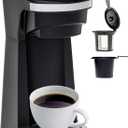 OVENTE 14oz Single Serve Coffee Maker for K Cups & Ground Coffee, One-Touch Brewing Coffee Machine, Compact Design, Reusable Filter, Auto Shut-Off, Anti-Drip, Ideal for Home or Office, Black CMK42B