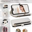 Crossbody Wallet Case for iPhone 15 Pro Max with Mirror, Wrist Strap, Zipper Purse Magnetic Flip RFID Blocking Card Holder, Wireless Charging, PU Leather Shockproof 6.7" Women (White)