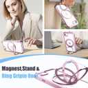 KPV for iPhone SE 2022/3rd/2020/2rd/8/7 Case,3in1/Compatible with MagSafe/with 2X Front Case Protection/Invisible Magnetic Ring Metal Stand/Shockproof Military-Grade Protection(V-Rose Gold,iPhone SE)