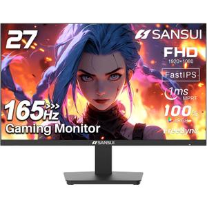 SANSUI Gaming Monitor 27 inch 165Hz 1ms PC Gaming Computer Monitor -FHD 1080PAMD FreeSync2 x HDMI 2.01 x Display Port 1.4IPSBlacklevel AdjustVESA Compatible,Black (ES-G27F2)