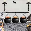 Halloween Decorations Indoor, 3 Pack Witches Cauldron Serving Bowls on Rack, 5.5 x 4 inches