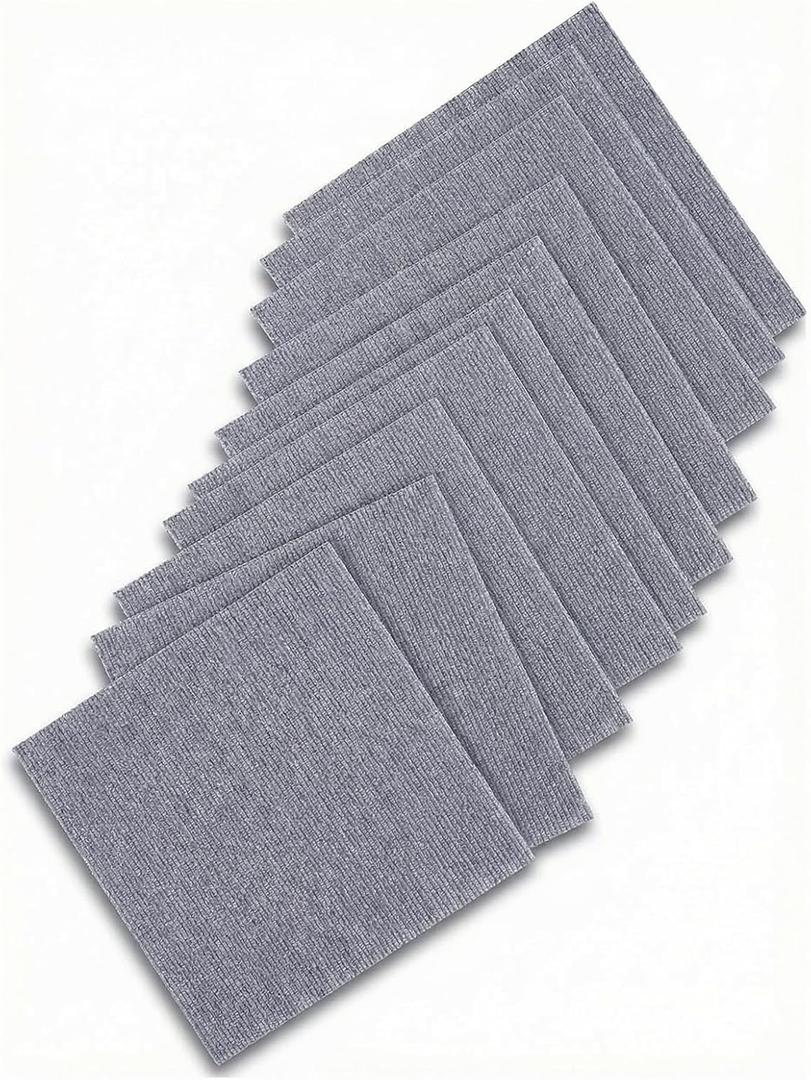24x24 inch Polyester Light Grey Carpet Square Set of 10 with Stickers for Easy Peeling - Self-Adhesive Peel and Stick Carpet Tiles - Works with Most Subfloor Types - Light Gray Floor Squares