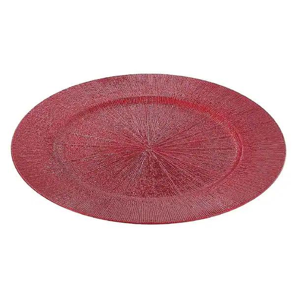 Tanlade 50 Pcs Red Charger Plates Bulk, 13" Round Plastic Dinner Charger Plate, Shiny Golden Table Chargers Serving Plates Catering Tabletop for Thanksgiving Halloween Christmas Wedding Party Decor