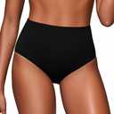 Tempt Me Women High Waisted Bikini Bottom - Full Coverage Bathing Suit Swim Bottom Swimsuit 2025 Swimwear (Black)