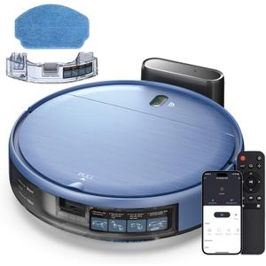 Robot Vacuum and Mop, 2-in-1 Robotic Vacuums Cleaner with Smart Max Strong Suction, WiFi/App/Alexa Voice Control, Obstacle Avoidance, for Pet Hair, Carpets and More - Blue