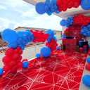 Spider Party Decorations Red Spiderweb Floor Covering Large Spider Birthday Decorations with Double Sided Tape Waterproof Spiderweb Birthday Supply Photo Booth Party Backdrop, 9.8 x 6.5ft