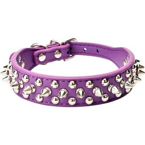 Spiked Dog Collar Soft Pu Leather Mushrooms Rivet Spike Studded Puppy Adjustable Pet Collars for Small Breeds (XS, Purple)