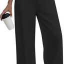 Anymeet Women's Linen Summer Palazzo Pants Flowy Wide Leg Beach Trousers XL (Black)