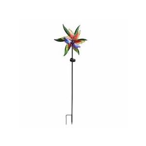 Dragonfly Wind Spinner Garden Decor, Metal Wind Spinner Lights Outdoor Solar Garden Decor, 47"