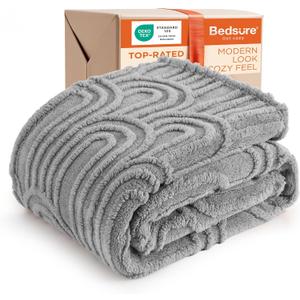 Bedsure GentleSoft Twin Blanket for Bed - Cozy Soft Blankets for Women, Cute Small Fleece Throws for Girls, Graduation Decorations Gift for Her Him School Dorm, Light Grey, 60x80 Inches