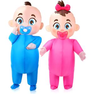 Ramede 2 PCS Giant Inflatable Baby Costume - Gender Reveal Ideas Boy & Girl Blow Costume Outfit for Adult Baby Shower Gender Reveal Party Cosplay Supplies (L)